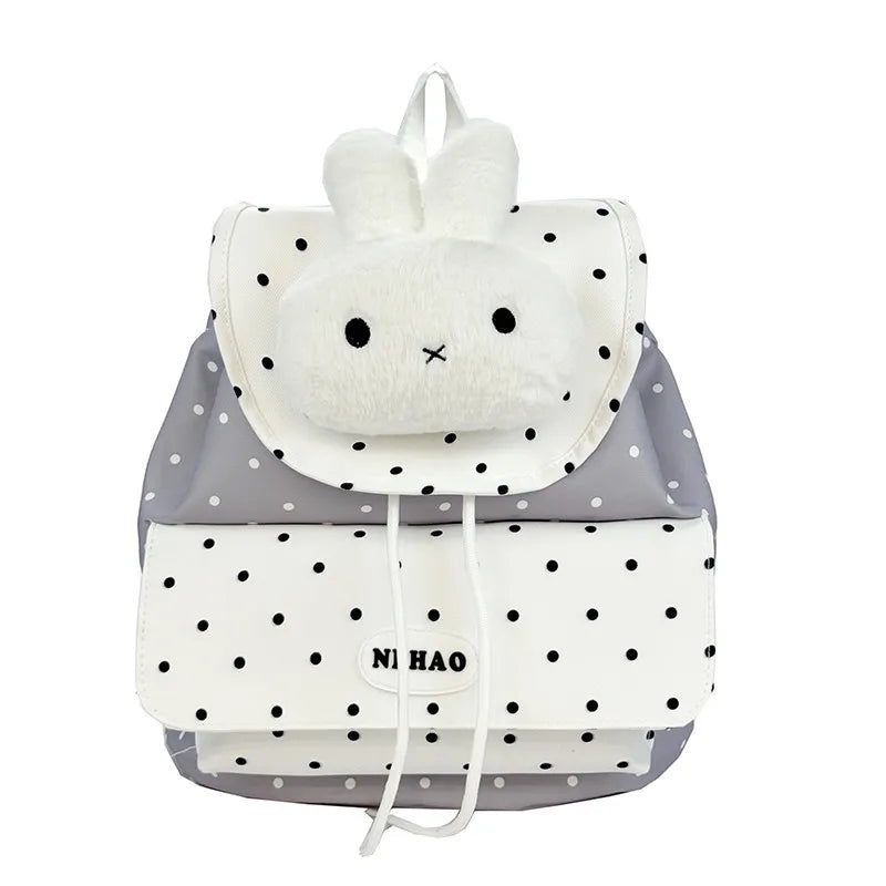 Cute Polka Dot Rabbit Backpack – Large Capacity Women's Bag