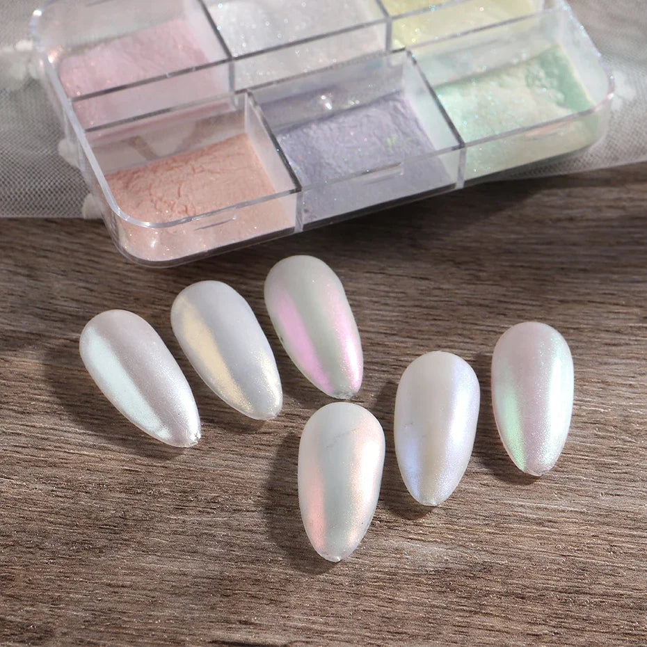 Moonlight Mirror Nail Powder | Chrome Aurora Glitter 6-Color Set