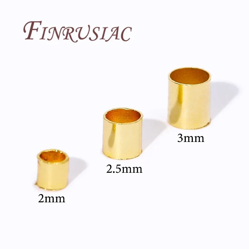 100pcs Gold Plated Tube Crimp Beads 2mm–3mm | DIY Jewelry Findings