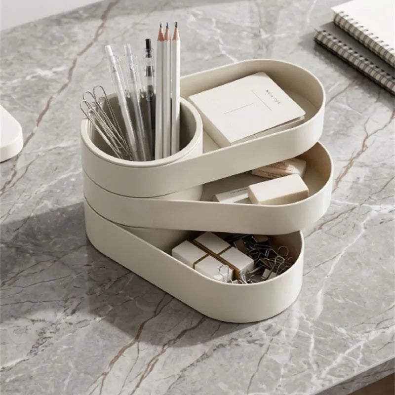 Rotating Multi-Layer Makeup Brush Organizer & Storage Box
