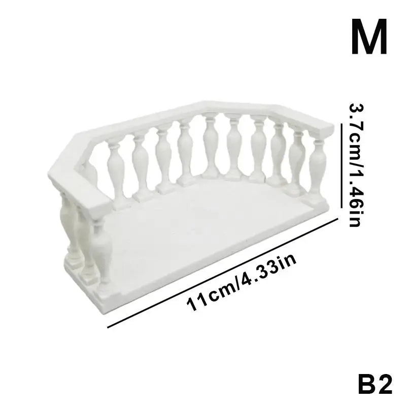 Miniature Dollhouse Balcony with Railing – European DIY Decor