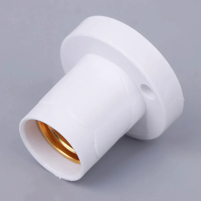 White E27 Lamp Holder Flat Screw LED Bulb Base 10A 230V
