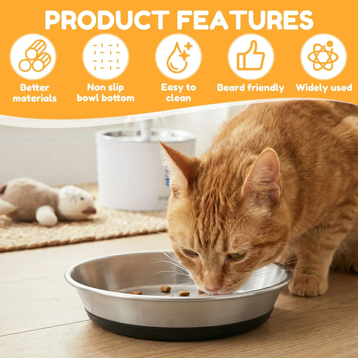 Stainless Steel Whisker-Friendly Cat Bowls – 2 or 4 Pack