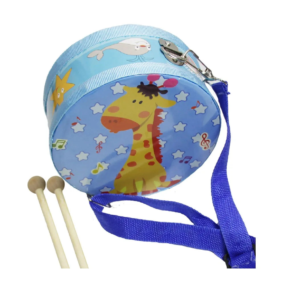 Kids Wooden Percussion Drum – Animal Pattern & Carry Strap