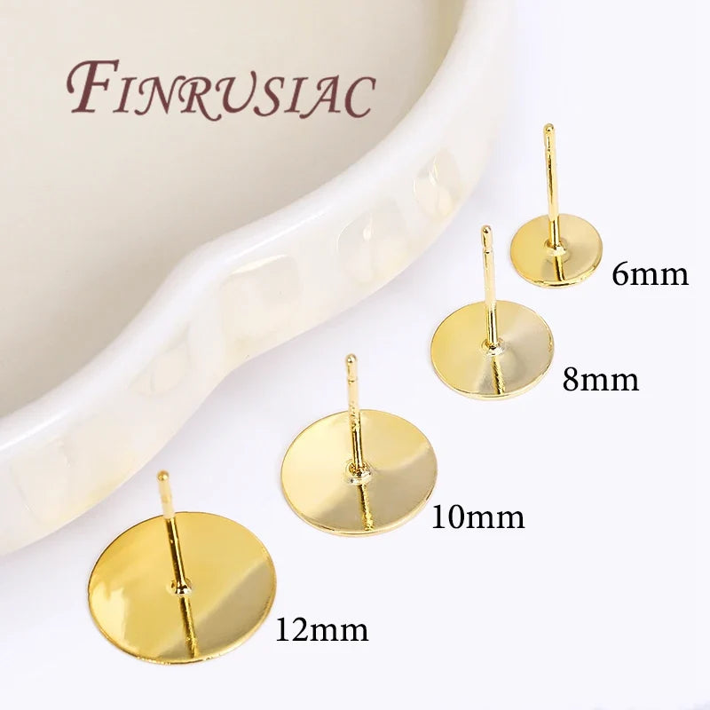 50Pcs 18K Gold Plated Blank Stud Earring Bases – DIY Jewelry