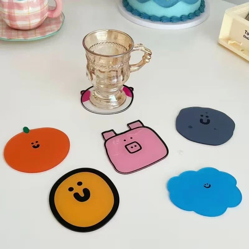 Cute Cartoon Acrylic Coaster | Heat-Resistant Table Protector