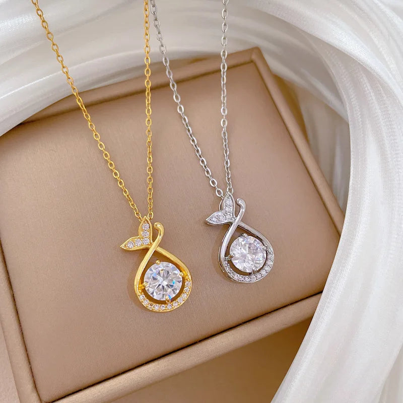 Copper Pendant Necklace Women | Stainless Steel Clavicle Chain