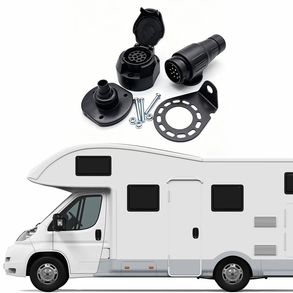 12V 13-Pin Trailer Connector Socket & Plug Adapter for RV Caravan
