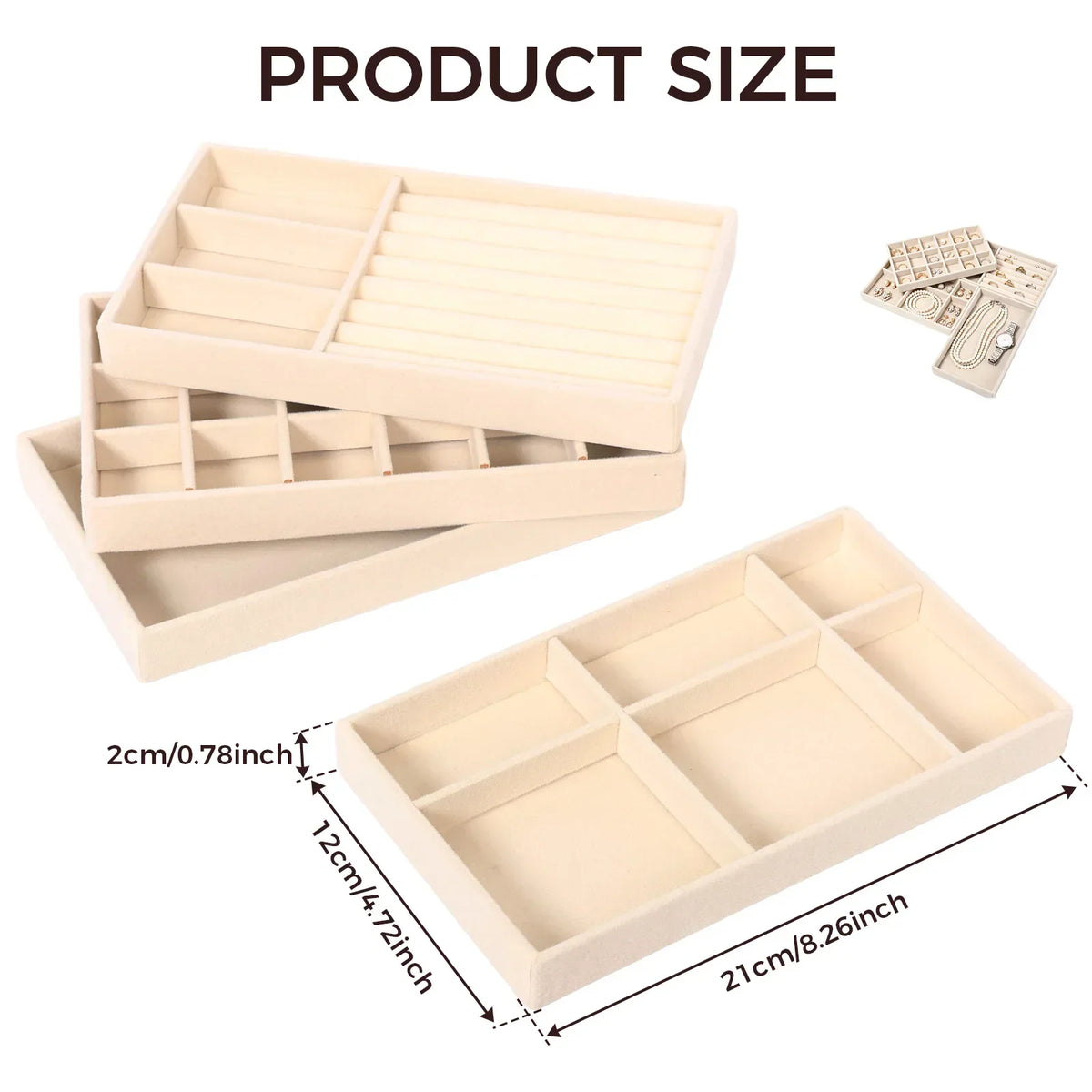 4-Piece Velvet Jewelry Tray Set – Stackable Drawer Organizer