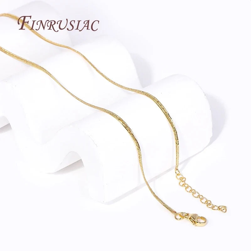 18K Gold Plated Blade Snake Chain Necklace | Brass Unisex