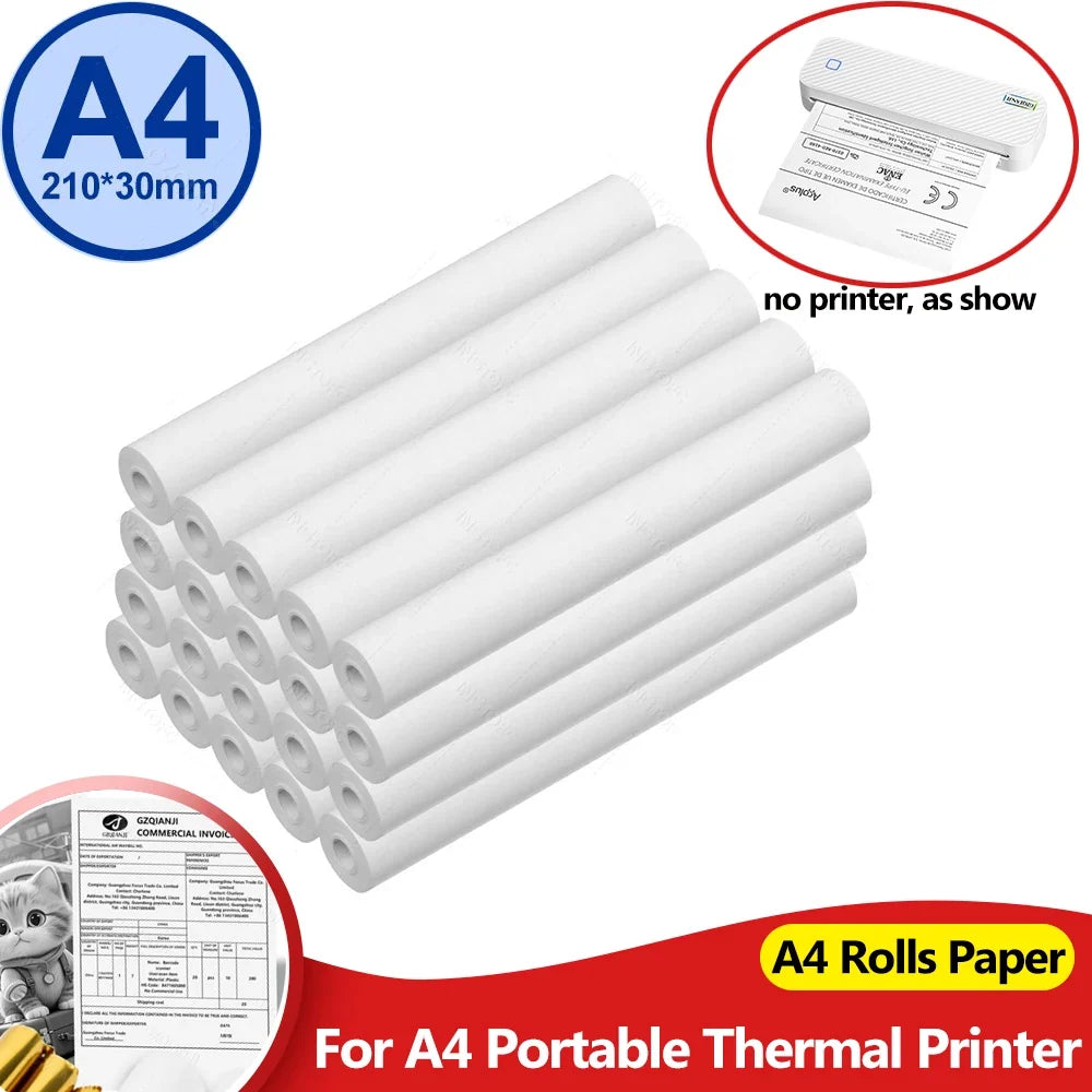 PeriPage A4 Thermal Paper Rolls 210mm BPA-Free – 7M Per Roll