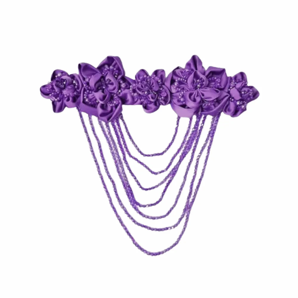 Hand Sewn Beaded Flower Applique Satin DIY Garment Decal