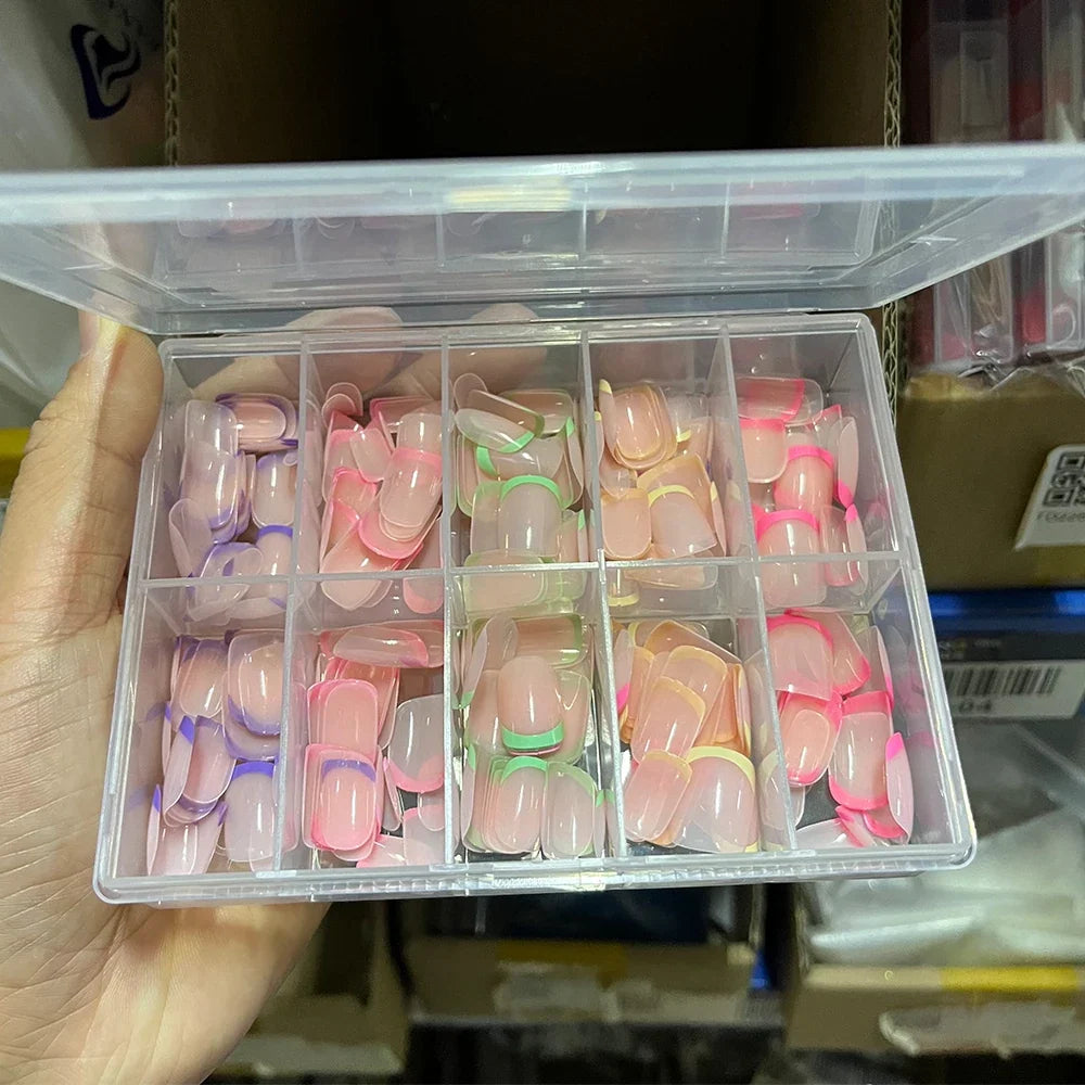 240/120Pcs French Square Press On Nails Full Cover Nail Tips