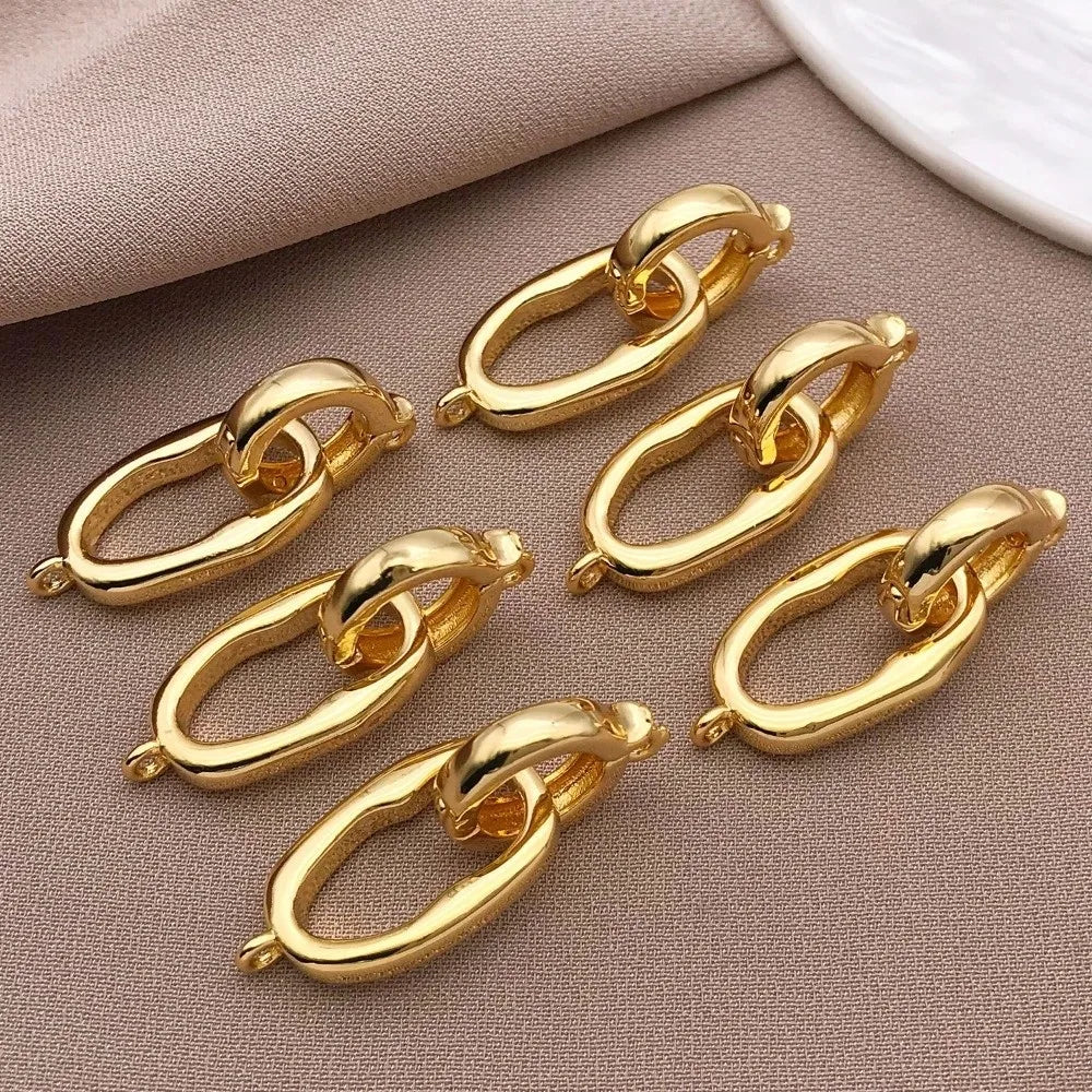 3pcs Gold & Silver Plated Copper Oval Jewelry Connector Clasps
