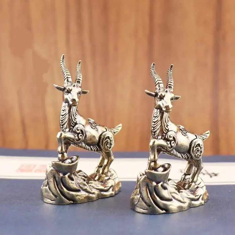 Feng Shui Zodiac Goat Statue with Lucky Coins – Desk Décor