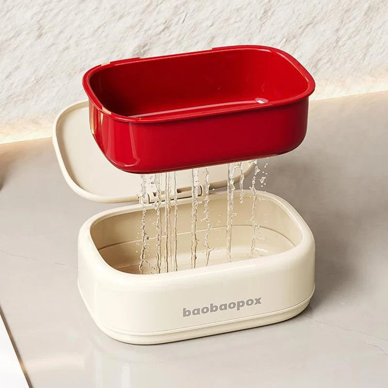 Leakproof Travel Soap Dish with Lid & Draining Layer
