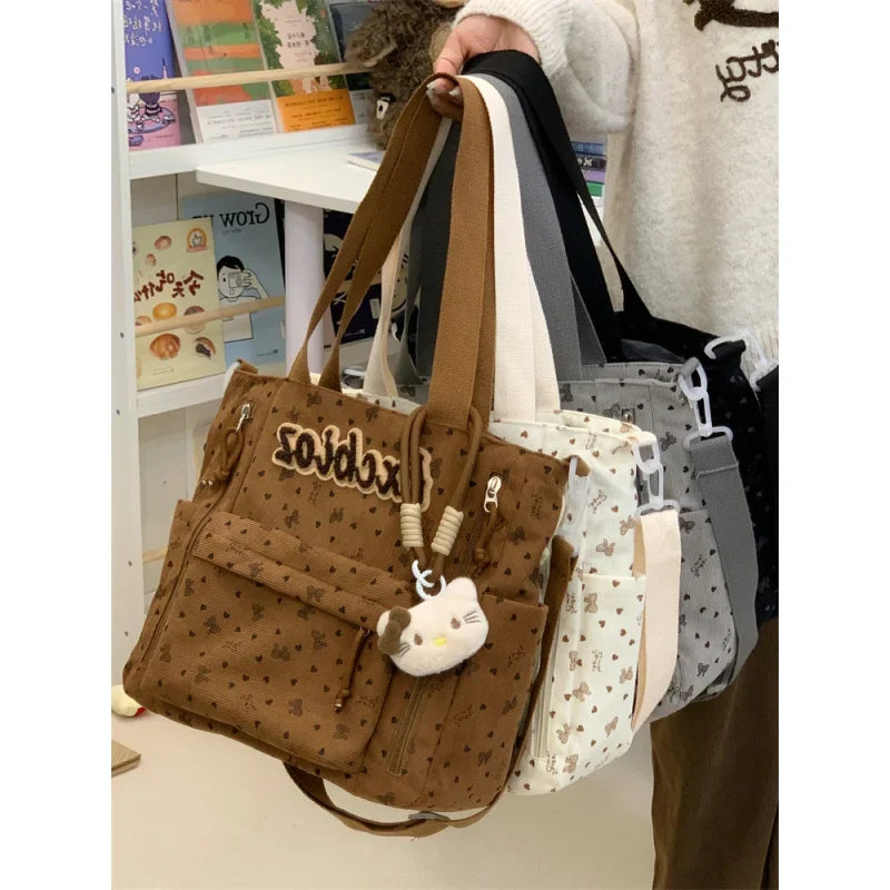Nixie Corduroy Tote Bag – Large Capacity Women's Shoulder Bag