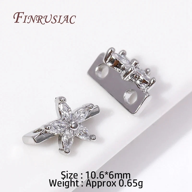 18K Gold Plated Zircon Flower Connector Spacer Beads – DIY Jewelry