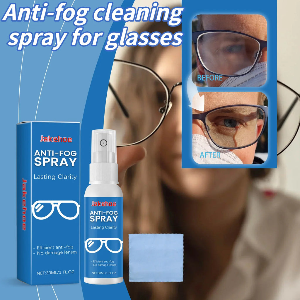 JAKEHOE Anti-Fog Eyeglass Cleaning Spray 30ml | Clear Lenses