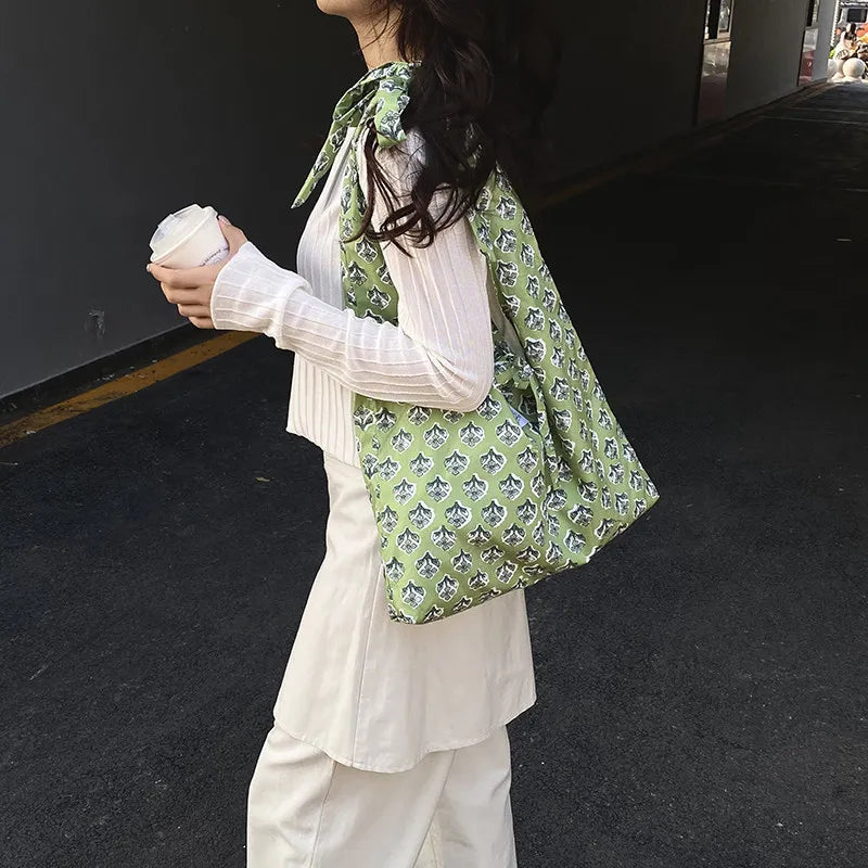 Women's Vintage Print Large Capacity Shoulder Tote Bag