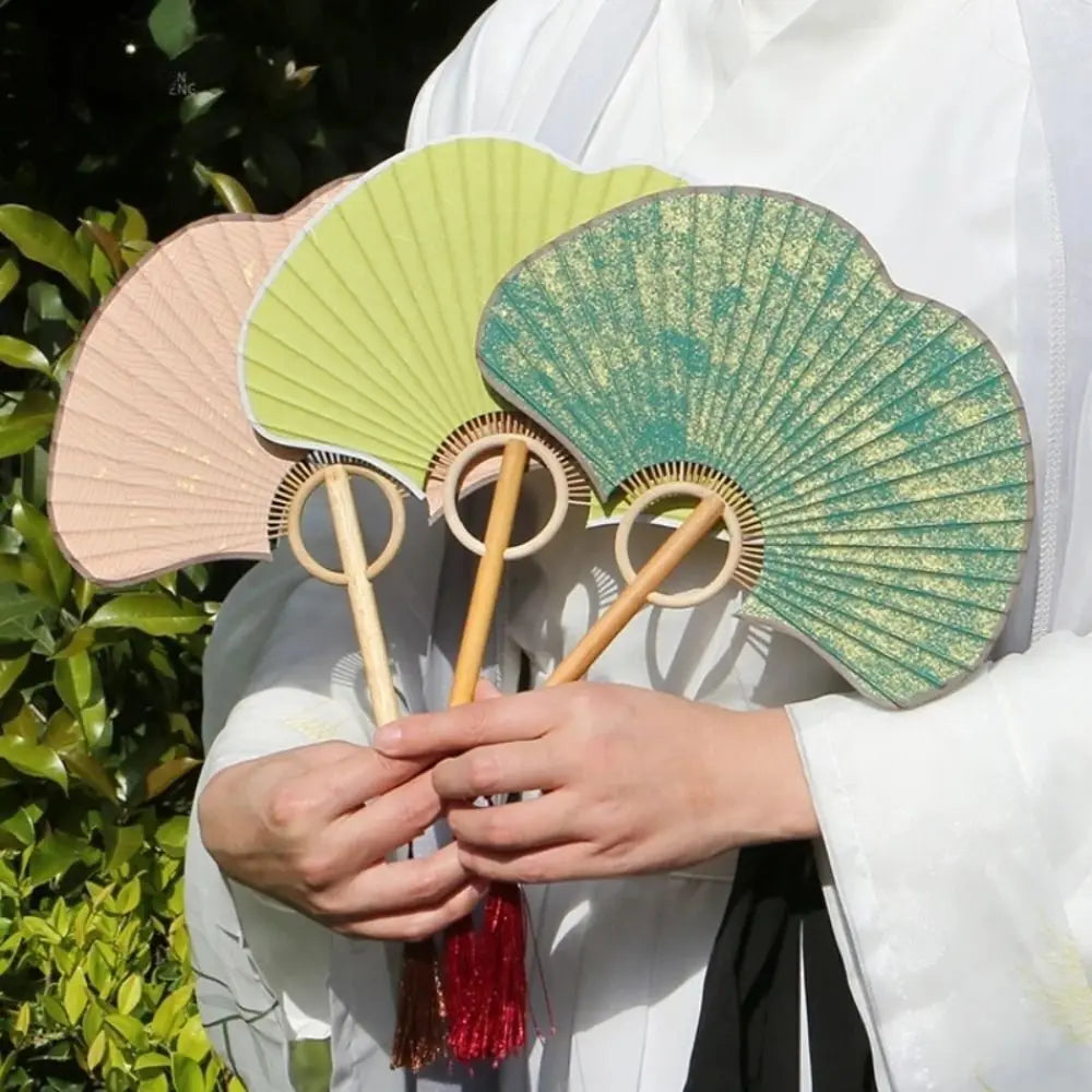 Vintage Rice Paper Ginkgo Round Fan – Chinese Style Décor