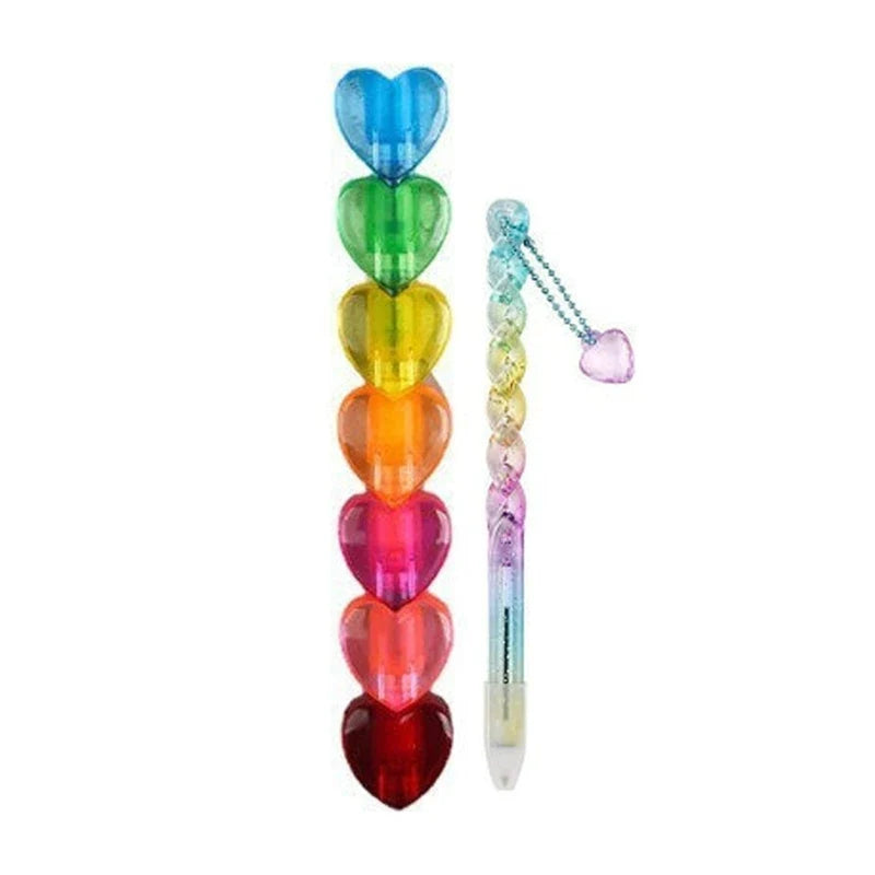 Decorative Black Pen Set with Beaded Charm Toppers – 6 Pack