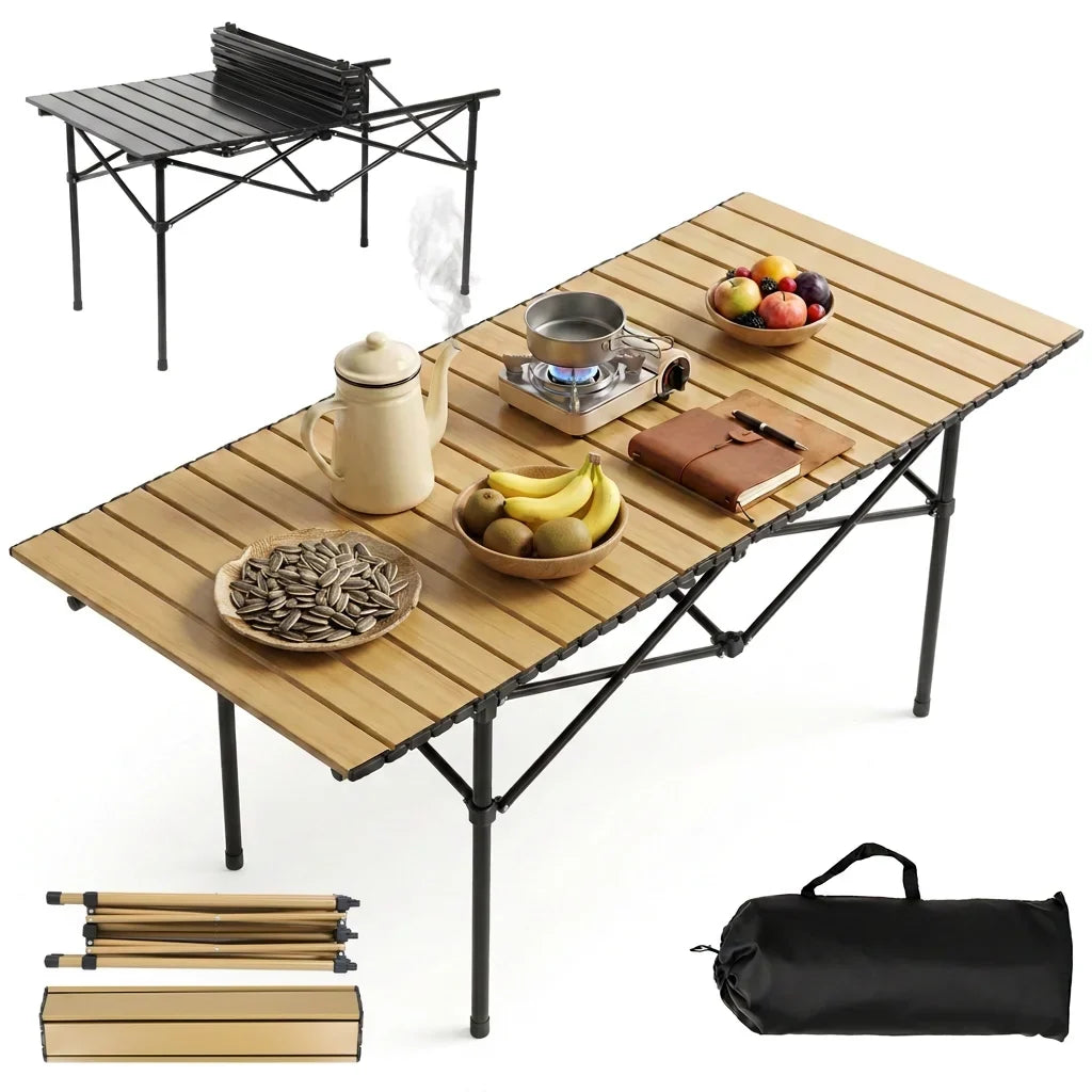 Portable Egg Roll Folding Camping Table | Carbon Steel Frame