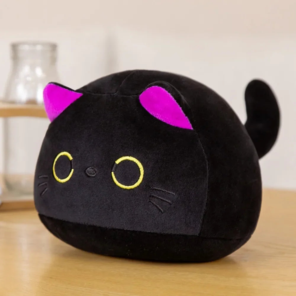 Round Black Cat Plushie – Soft Stuffed Ball Cat Toy | 4 Sizes