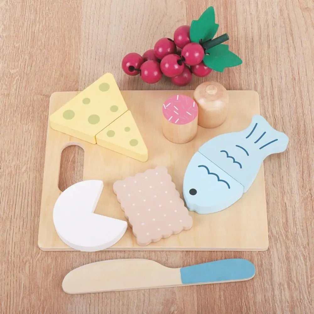 Wooden Pretend Play Kitchen Cooking Set for Kids Age 3+