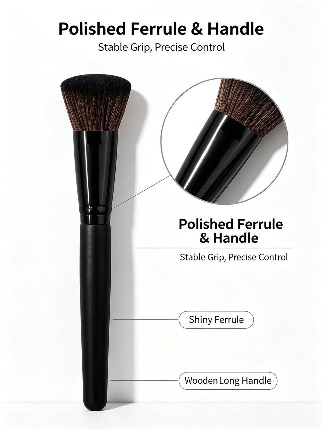 Angled Foundation Brush – Synthetic Bristles, Multi-Use Face