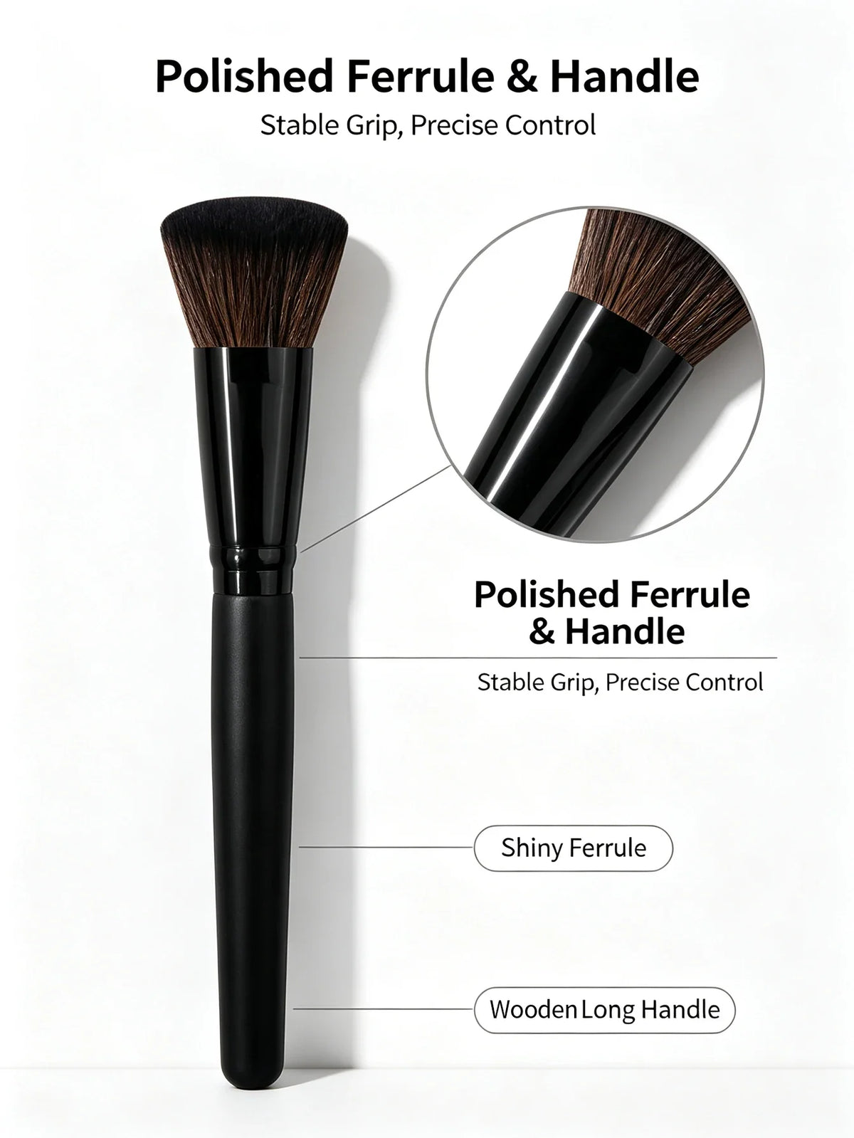 Angled Foundation Brush – Synthetic Bristles, Multi-Use Face