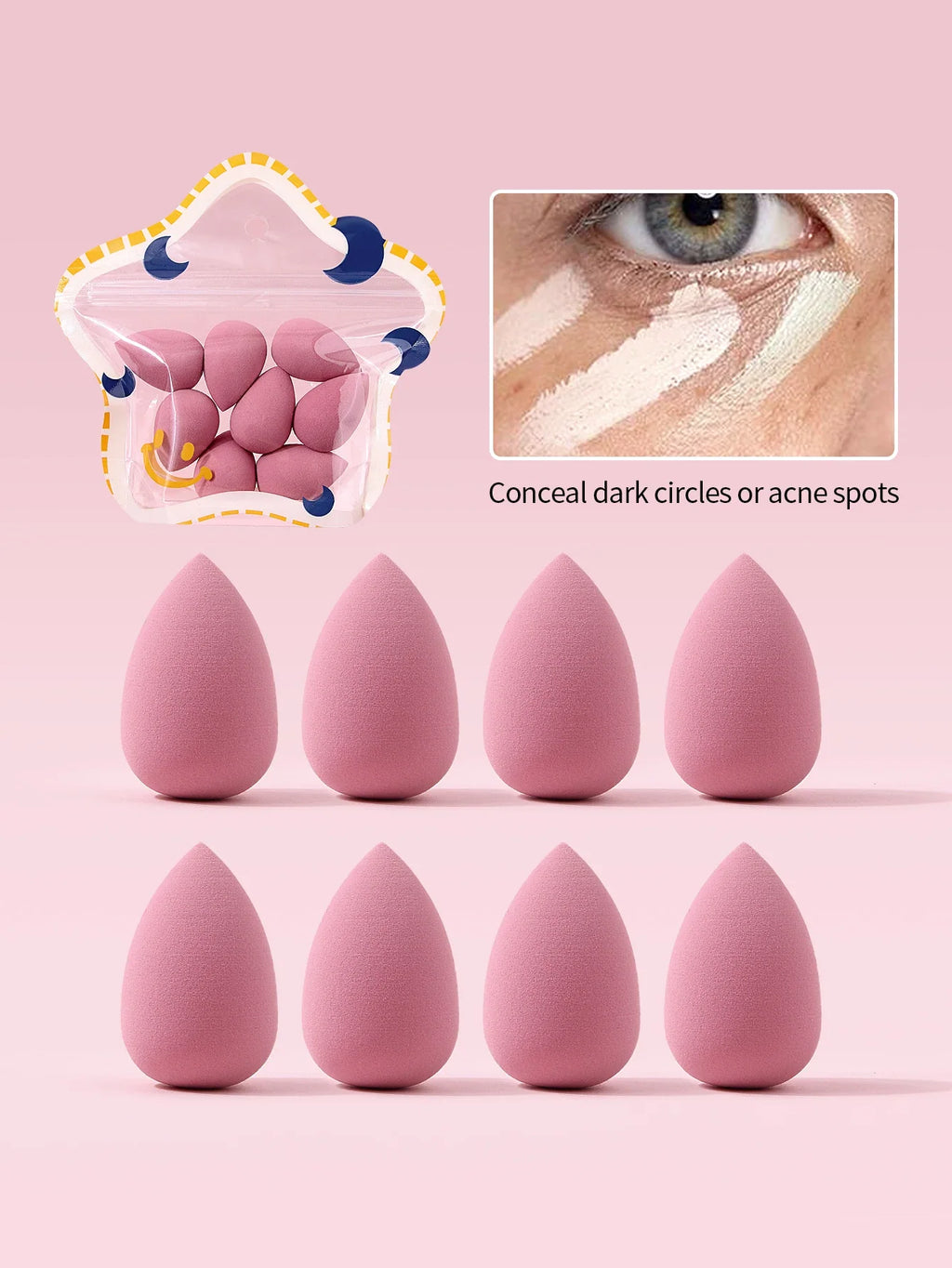 8-Piece Mini Makeup Sponge Set – Blush, Contour & Foundation