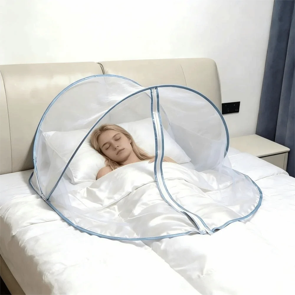 Foldable Pop-Up Bed Mosquito Net – Single Canopy with Zipper