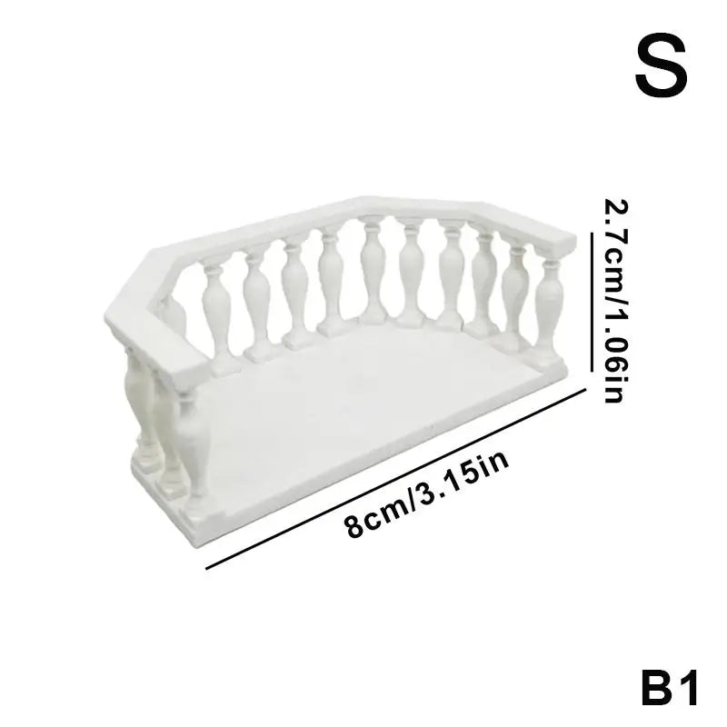 Miniature Dollhouse Balcony with Railing – European DIY Decor
