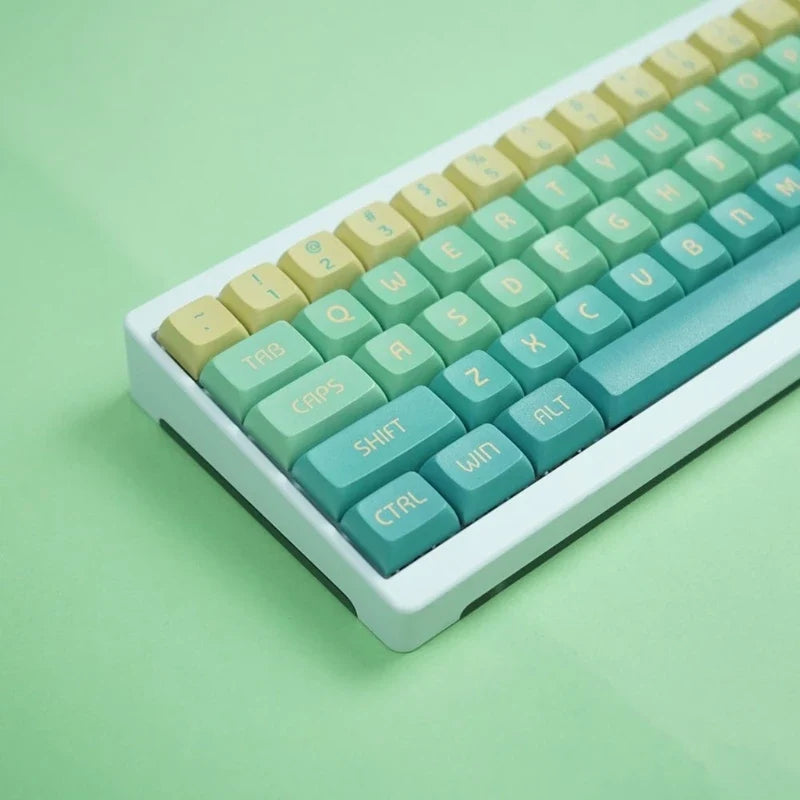 128-Key PBT XDA Keycap Set – Bamboo Green Mechanical Keyboard