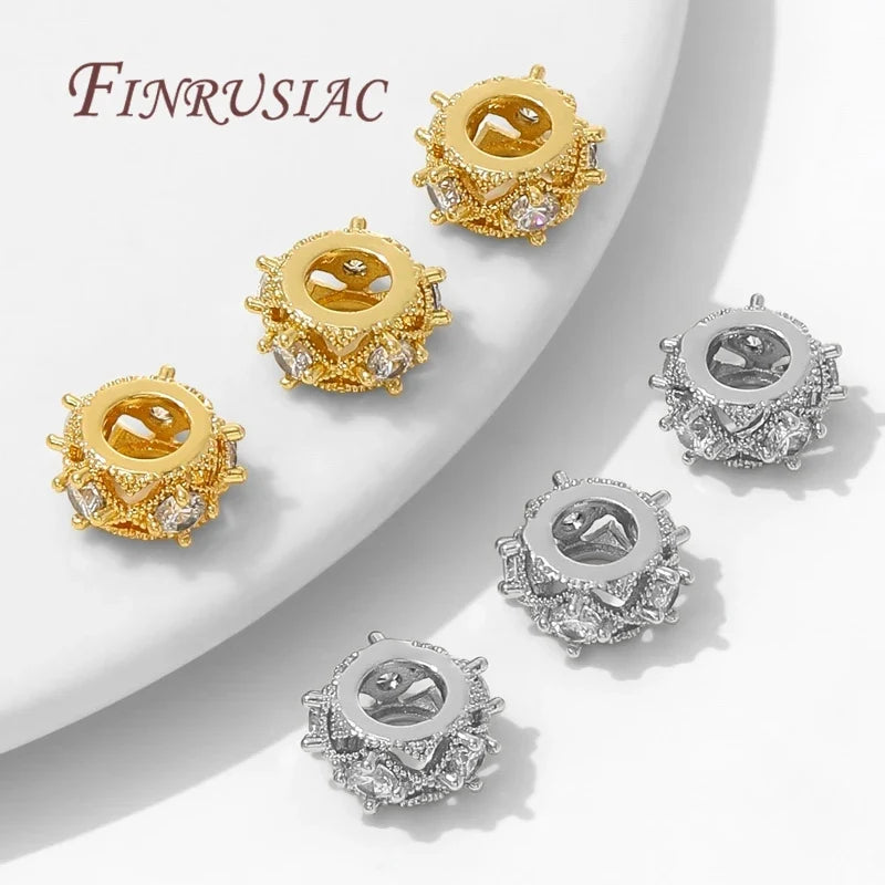 18K Gold Plated Zircon Round Spacer Beads – DIY Jewelry Making
