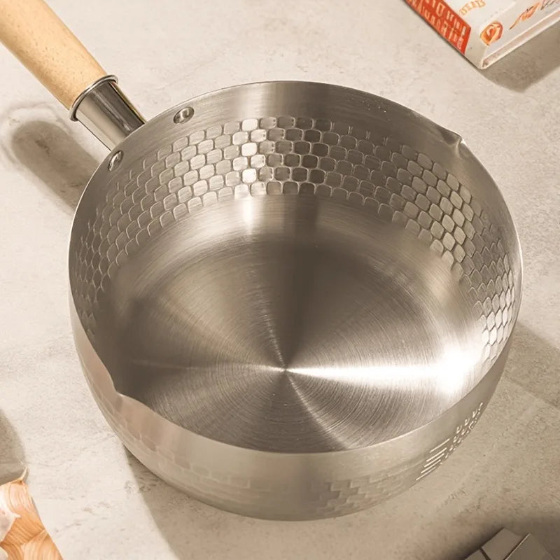 Nixie Nonstick Stainless Steel Saucepan with Wooden Handle