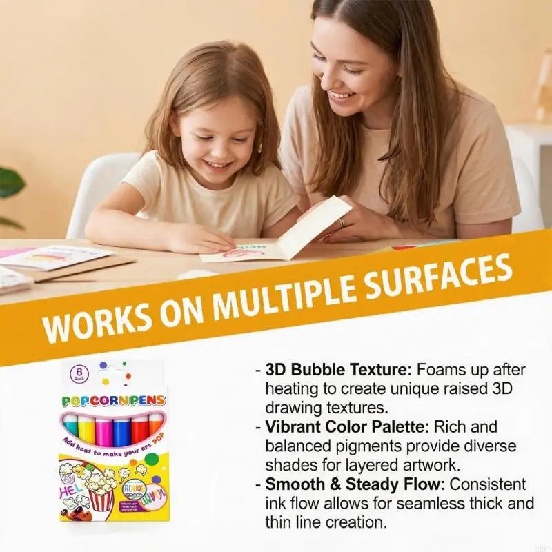 Heat Activated Art Pen 6-Pack | Raised 3D Effect Fine Tip Craft