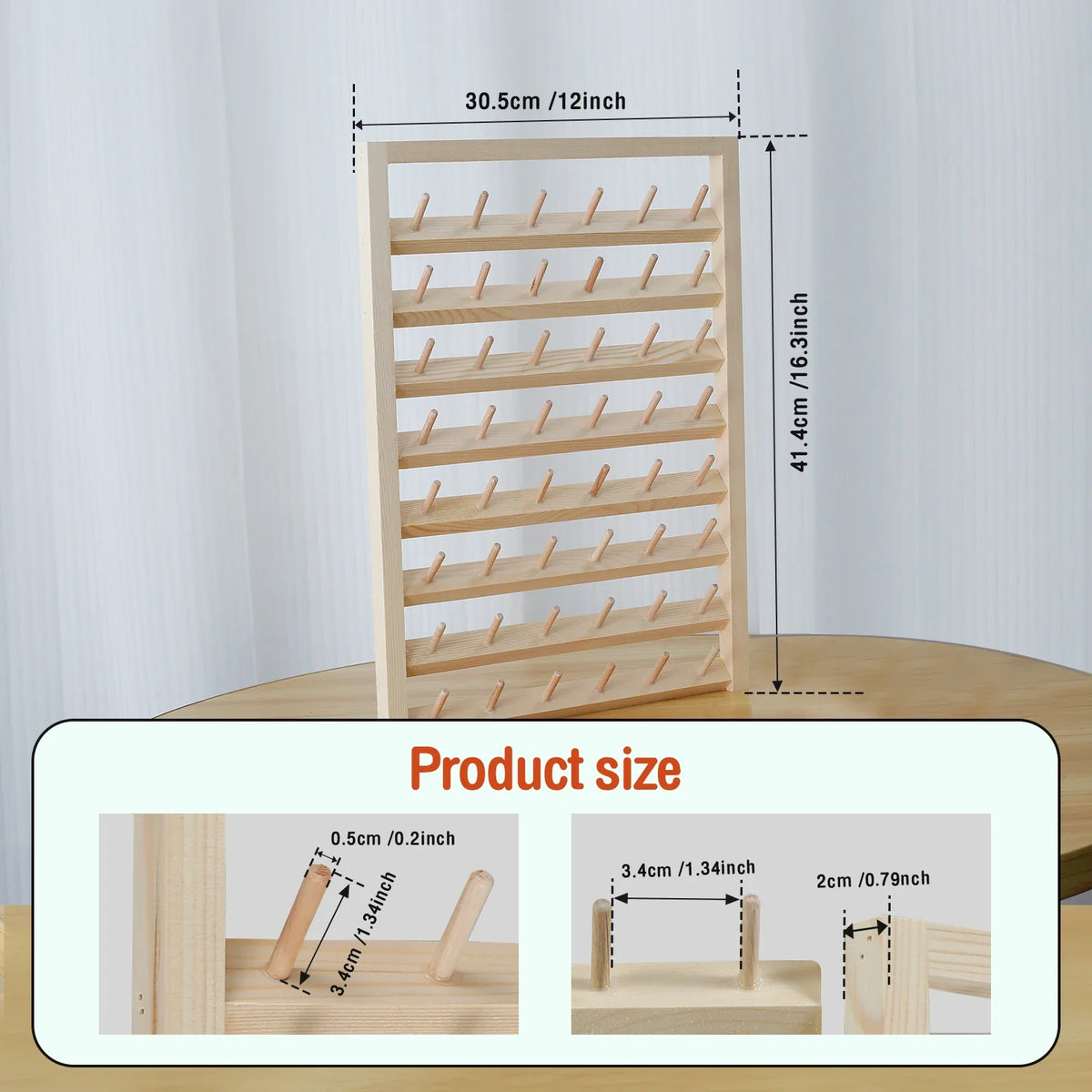 Wooden Thread Rack 48/54 Spool Wall-Mount Sewing Organizer