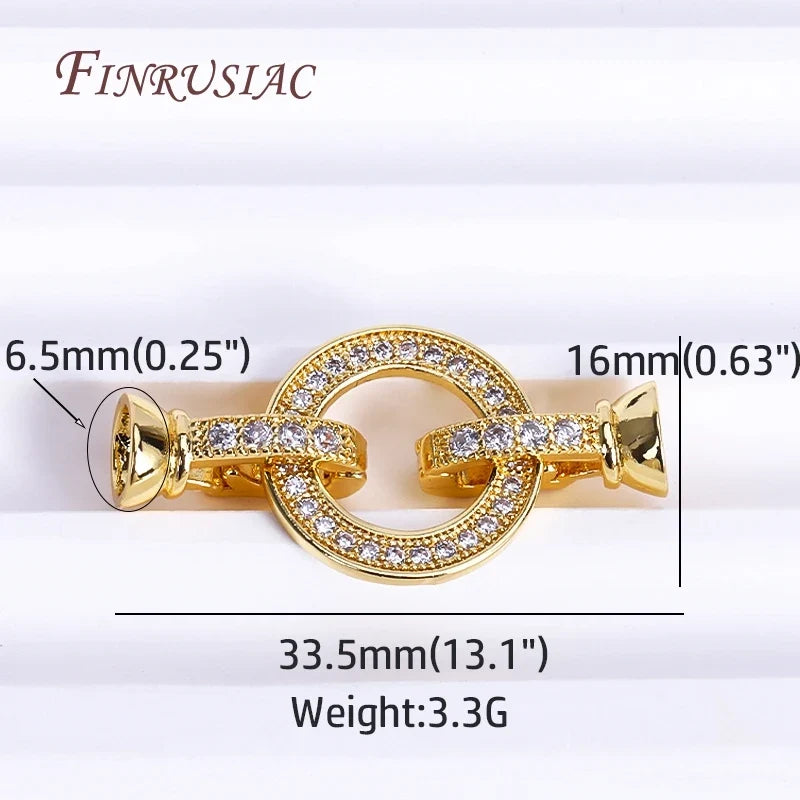 18K Gold Plated Zircon Lock Clasp for DIY Necklace Jewelry