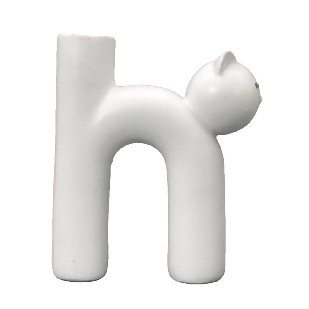 Resin Cat Flower Vase – Handmade Kitty Bud Vase Home Decor