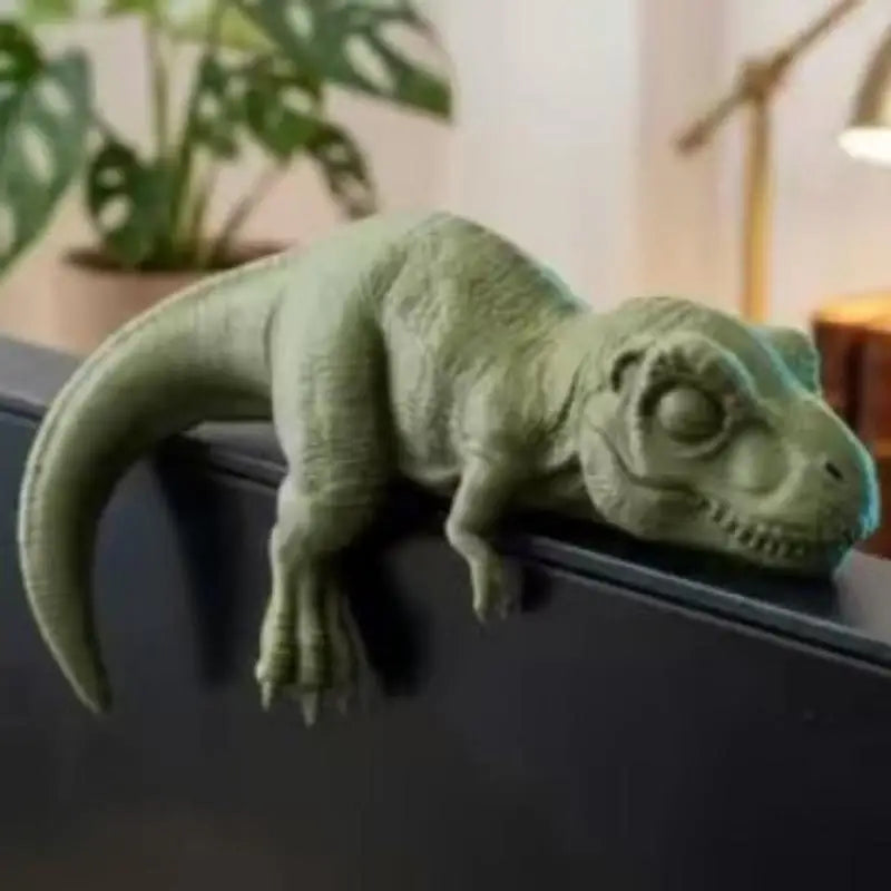 Sleeping T-Rex Monitor Topper Figurine | Cute Desk Dinosaur