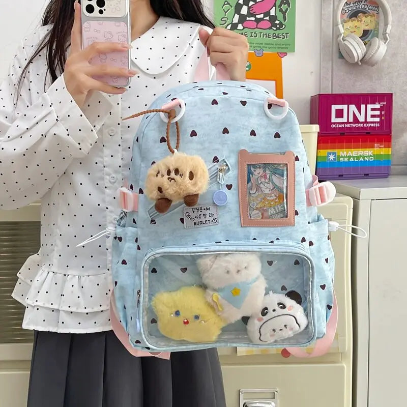 Heart-Shaped Backpack for Girls | Korean Style School Bag