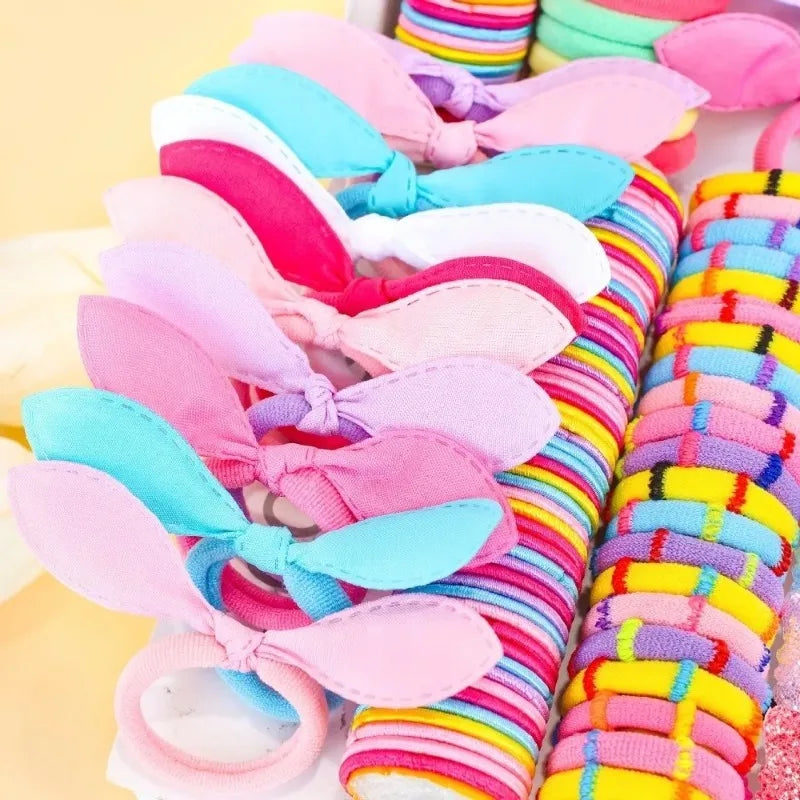190 Pcs Girls Hair Accessories Set – Colorful Elastic Ties & Clips