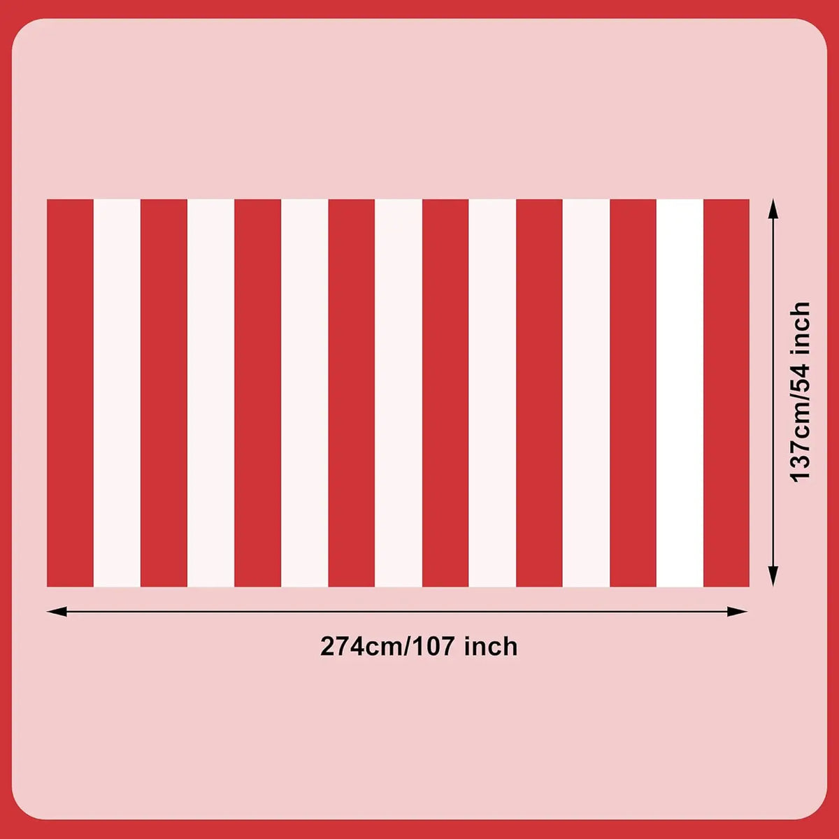 Red & White Striped Tablecloth – Waterproof Carnival Party Cover