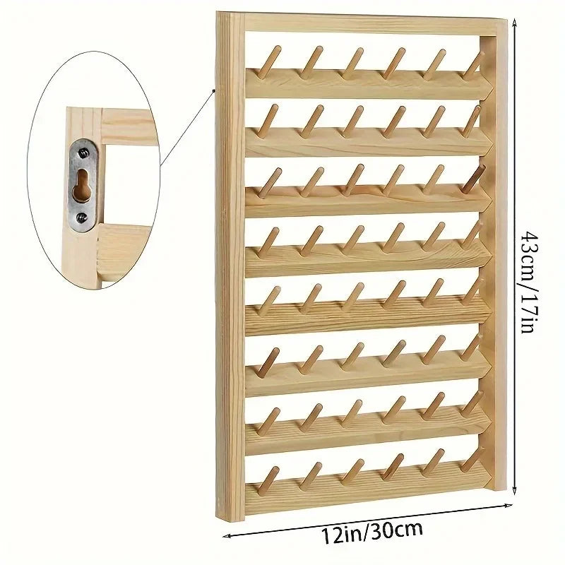 Wooden Wall Spindle Rack – Thread Spool & Hair Accessory Organizer