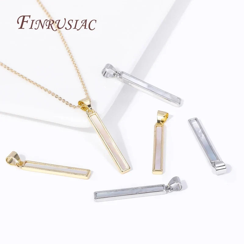 18K Gold Plated Rectangle Shell Pendant Charms | DIY Jewelry