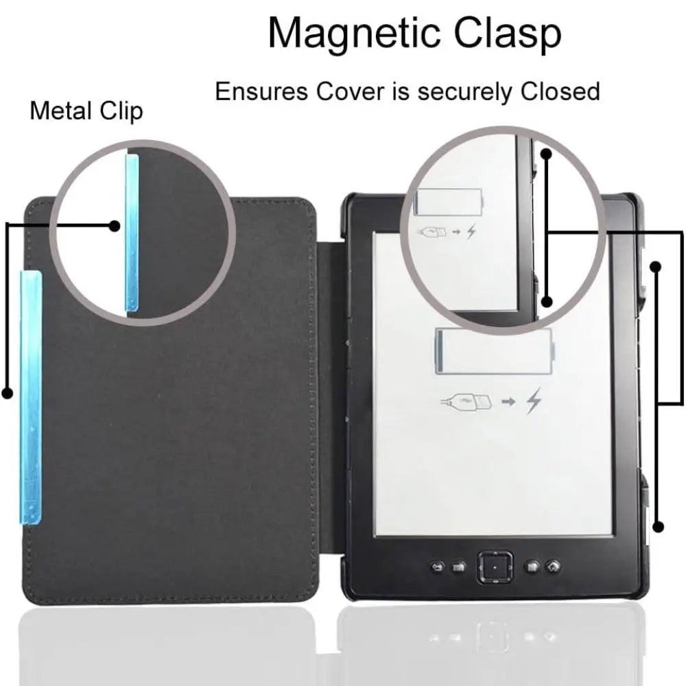 PU Leather Magnetic Folio Case for Kindle 4th/5th Gen D01100
