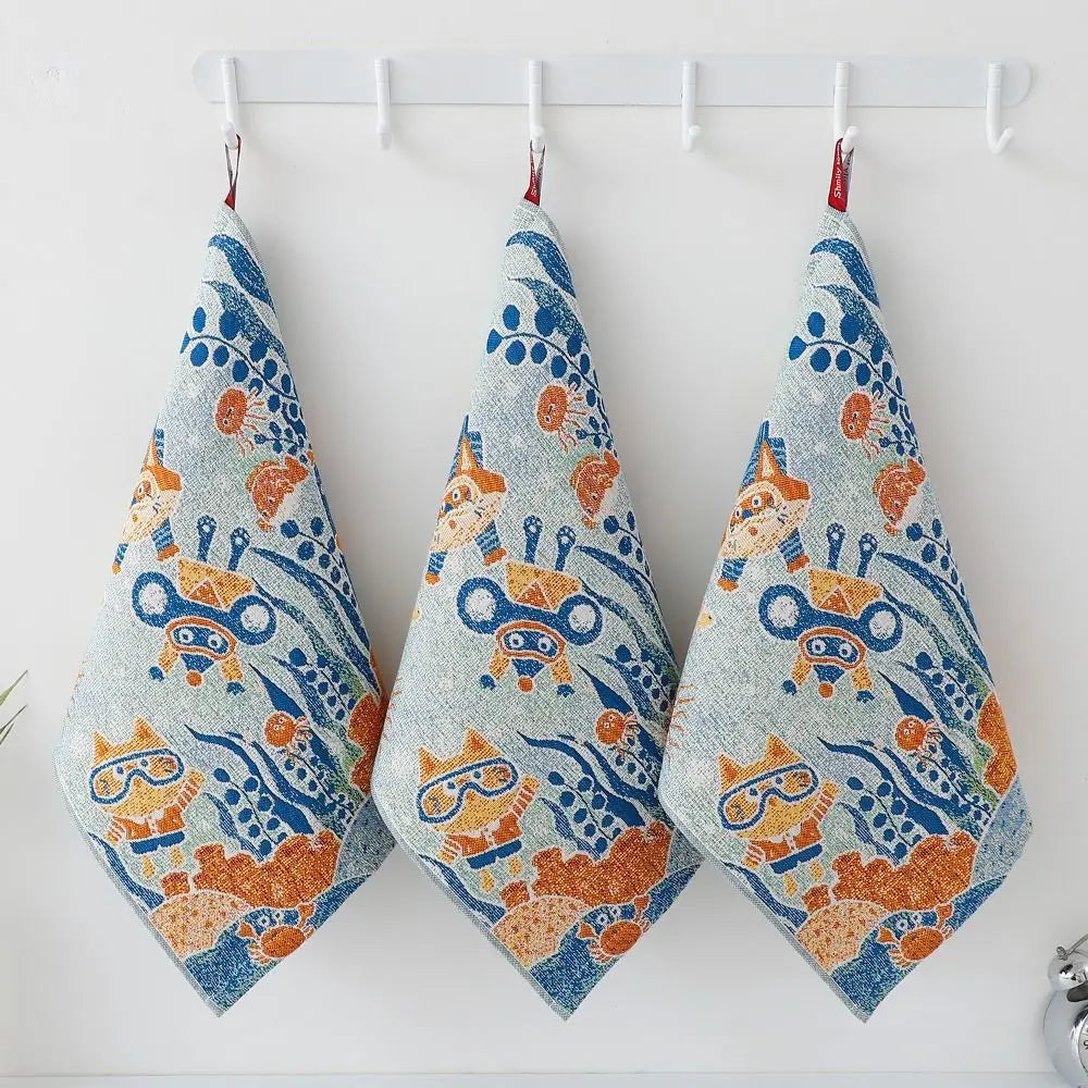 Kids Cartoon Kitchen Hand Towel – 34x40cm Quick-Dry Cotton