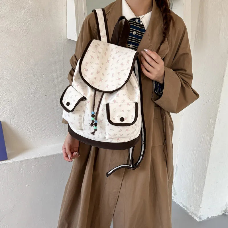 Floral Canvas Drawstring Backpack for Women | Nixie